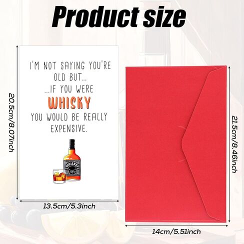 Funny Whiskey Birthday Card, 8.07x5.3 Inch Whiskey Greeting Birthday Card Humor Birthday Card Whiskey Themed Decoration for Him Her 30th 40th 50th 60th 70th Happy Birthday Party Decor (Wooden Barrel) in Kuwait