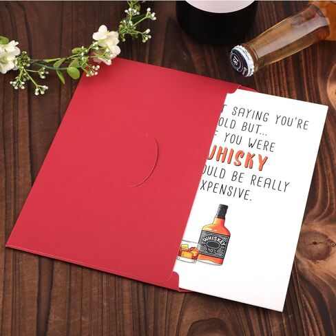 Funny Whiskey Birthday Card, 8.07x5.3 Inch Whiskey Greeting Birthday Card Humor Birthday Card Whiskey Themed Decoration for Him Her 30th 40th 50th 60th 70th Happy Birthday Party Decor (Wooden Barrel) in Kuwait