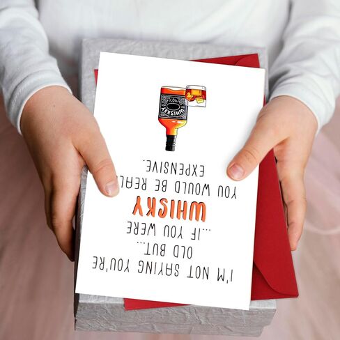 Funny Whiskey Birthday Card, 8.07x5.3 Inch Whiskey Greeting Birthday Card Humor Birthday Card Whiskey Themed Decoration for Him Her 30th 40th 50th 60th 70th Happy Birthday Party Decor (Wooden Barrel) in Kuwait