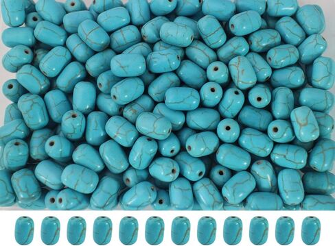 Turquoise Cylinder Beads for Jewelry Making 200pcs 8 * 12mm White Stone Tube Lanyard Space Beads for Garland Keychain DIY Handmade Focal Craft Beads for Necklace Bracelet Supplies in Kuwait