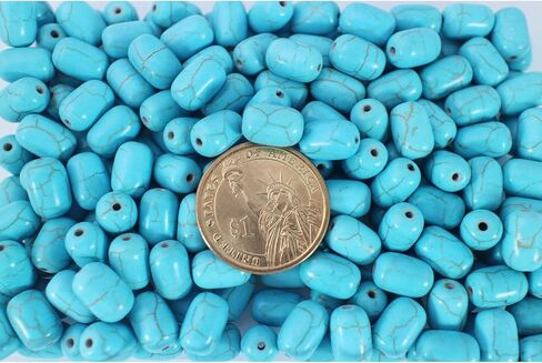 Turquoise Cylinder Beads for Jewelry Making 200pcs 8 * 12mm White Stone Tube Lanyard Space Beads for Garland Keychain DIY Handmade Focal Craft Beads for Necklace Bracelet Supplies in Kuwait