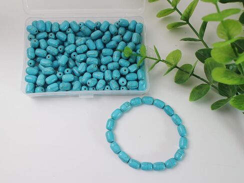Turquoise Cylinder Beads for Jewelry Making 200pcs 8 * 12mm White Stone Tube Lanyard Space Beads for Garland Keychain DIY Handmade Focal Craft Beads for Necklace Bracelet Supplies in Kuwait