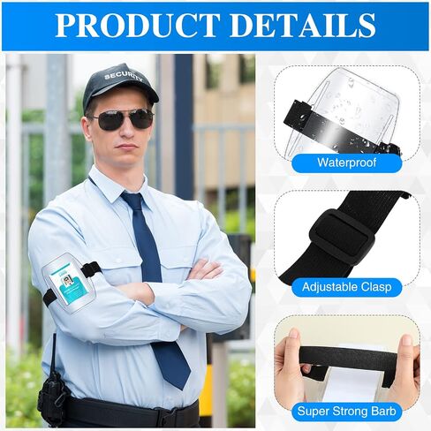 Sherr 100 Pcs Arm Badge Armband Visibility PVC ID Card Holder with Adjustable Strap Fastener Armband Pass Clear Display Name Tag Holder for Work Ski Postcard Pass Universal Size(Black) in Saudi Arabia