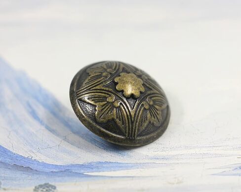 Bezelry 12 Pieces Embossed Flower Domed Metal Shank Buttons. 21mm (13/16 inch) (Antique Brass) in Kuwait