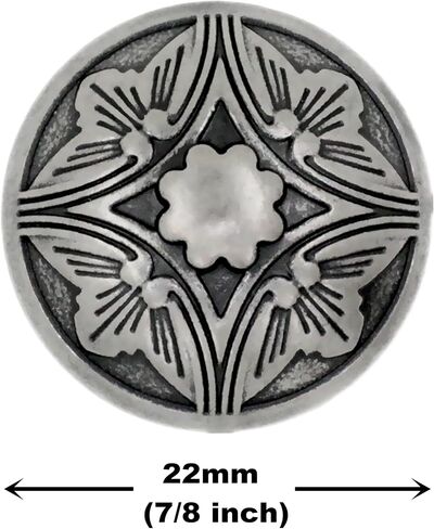 Bezelry 12 Pieces Embossed Flower Domed Metal Shank Buttons. 21mm (13/16 inch) (Antique Brass) in Kuwait