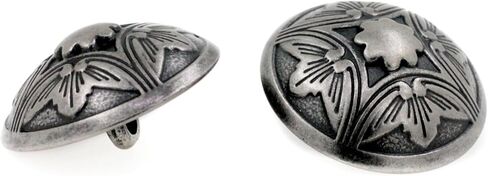 Bezelry 12 Pieces Embossed Flower Domed Metal Shank Buttons. 21mm (13/16 inch) (Antique Brass) in Kuwait