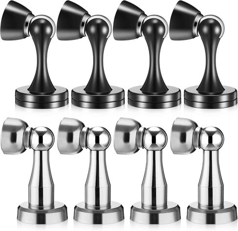 Shimeyao 8 Pack Magnetic Door Stop Floor Mounted Door Stopper Magnetic Catch Wall Mounted with Catch Holder with Screws for Hold Open Wall Protector(Black) in Saudi Arabia
