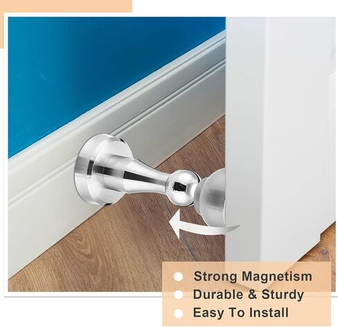 Shimeyao 8 Pack Magnetic Door Stop Floor Mounted Door Stopper Magnetic Catch Wall Mounted with Catch Holder with Screws for Hold Open Wall Protector(Black) in Saudi Arabia