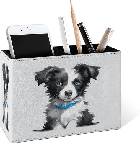 Famame Cute Cow Highland Pencil Holder for Desk, Leather Desktop Container Pen Cup Storage Study Table Pen Organizer Makeup Brush Holder for Classroom Office Home in Saudi Arabia