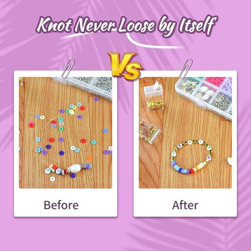 2 Pcs Clay Beads Bracelets Professional Elastic String Kont Fixing Drip, Keep Stretch String Braclet Stay Tied for Flat Round Polymer Heishi Beads Spacer Charm Jewelry Making Kit in Saudi Arabia