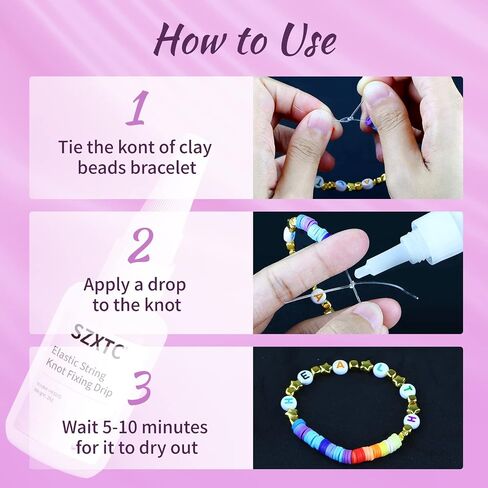 2 Pcs Clay Beads Bracelets Professional Elastic String Kont Fixing Drip, Keep Stretch String Braclet Stay Tied for Flat Round Polymer Heishi Beads Spacer Charm Jewelry Making Kit in Saudi Arabia
