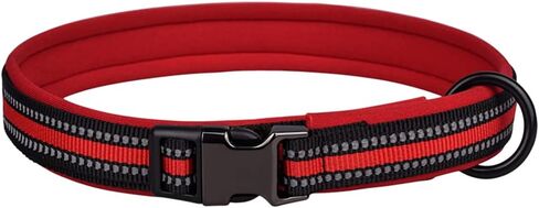 Reflective Nylon Dog Collar with Safety Buckle, Adjustable Pet Collars Comfortable Soft Neoprene Padding Dog Collar for Small Medium Large Dogs (XS (Neck 25-32cm), Red) in Saudi Arabia