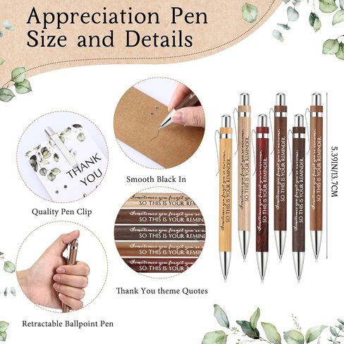 Yeaqee 36 Set Employee Appreciation Gifts Wooden Bamboo Retractable Pens with Thank You Gifts Bookmark Cards for Social Worker Coworker Staff Office Supplies(6 Colors,May You Proud Sign) in Saudi Arabia