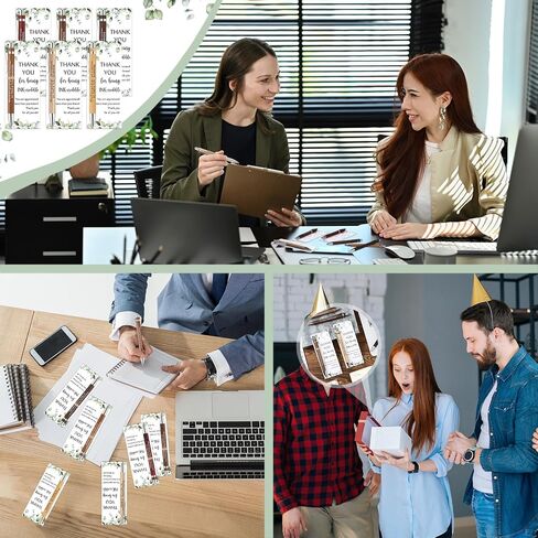 Yeaqee 36 Set Employee Appreciation Gifts Wooden Bamboo Retractable Pens with Thank You Gifts Bookmark Cards for Social Worker Coworker Staff Office Supplies(6 Colors,May You Proud Sign) in Saudi Arabia
