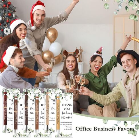 Yeaqee 36 Set Employee Appreciation Gifts Wooden Bamboo Retractable Pens with Thank You Gifts Bookmark Cards for Social Worker Coworker Staff Office Supplies(6 Colors,May You Proud Sign) in Saudi Arabia