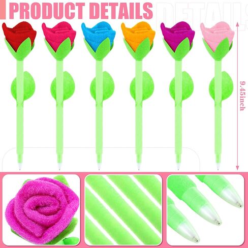 Teling Mother's Day Gifts Stuffed Rose Flower Ballpoint Pens Reliable Roses Plush Bouquet Pens Assorted Rose Flower Gifts for Mother Teachers Birthday Office Supplies Party Favor(24 Pieces) in Kuwait