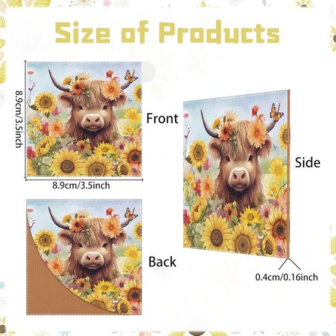 Highland Cow Leather Bookmark - 3 Pcs Sunflower Book Corner Bookmarks Gifts for Women Book Lovers Reading Lover Teacher Student Girls Bookish Gift in Saudi Arabia