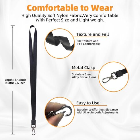 2 Pack Lanyards,Black Durable Lanyards for Keys Keychain, Lanyard Holder with Metal Clasp, ID badge lanyard for Men Women in Saudi Arabia