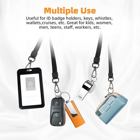2 Pack Lanyards,Black Durable Lanyards for Keys Keychain, Lanyard Holder with Metal Clasp, ID badge lanyard for Men Women in Saudi Arabia