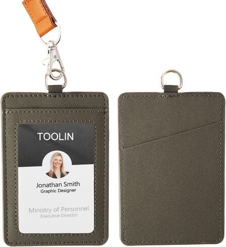 حامل شارة الهوية الجلدية ، حامل بطاقة ائتمان مرنة مرنة ضئيلة ، حامل بطاقة ائتمان رأسية للرجال والنساء مع حبل الرقبة (أسود أ) in Kuwait