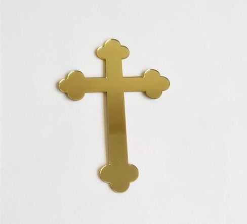 20PCS Acrylic Mirror Cross Sticker Laser Cutting Acrylic Mirrored Crosses for Scrapbooking Wedding Party Favors Home Decor (Gold (style 2)) in Kuwait
