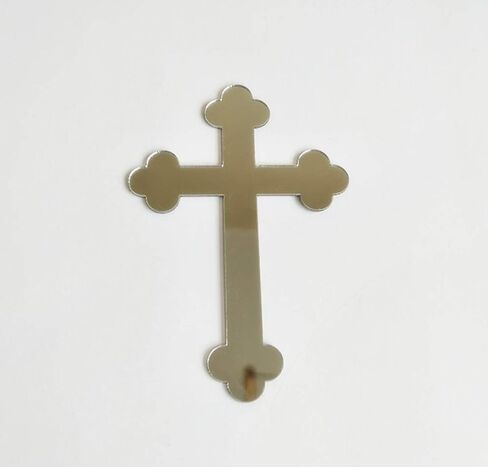 20PCS Acrylic Mirror Cross Sticker Laser Cutting Acrylic Mirrored Crosses for Scrapbooking Wedding Party Favors Home Decor (Gold (style 2)) in Kuwait