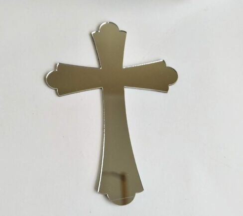20PCS Acrylic Mirror Cross Sticker Laser Cutting Acrylic Mirrored Crosses for Scrapbooking Wedding Party Favors Home Decor (Gold (style 2)) in Kuwait