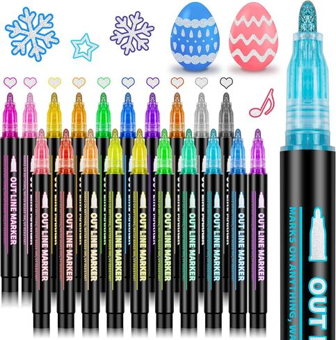 Sofier Glitter Markers 12 Colors Glitter Gel Pens Coloring Markers for Adults Metallic Paint Pens for Crafts Greeting Cards Poster Art Supplies Christmas Stocking Stuffers Gifts in Kuwait