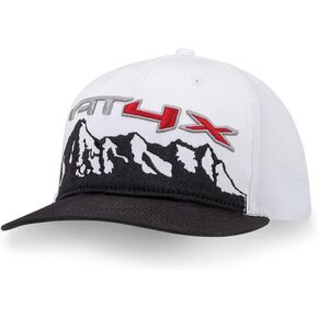 GMC AT4X Mountain Graphic Hat - Sierra AT4 Split Front Cap - Officially Licensed by GM White