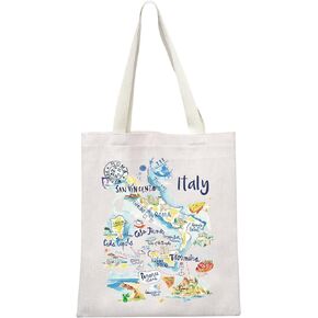 MEIKIUP Italy Vacation Gift Italy Travel Tote Bag Italy Honeymoon Gift Italy Souvenir Shopping Bag Italy Travel Memory Gift