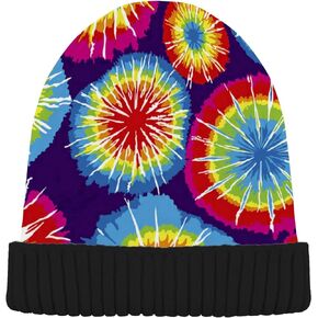 Tie Dye Rainbow Beanie Hats for Men Women Soft Warm Womens Winter Hats Mens Slouchy Beanie
