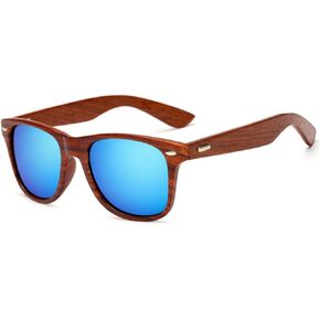 Long Keeper Wood Sunglasses for Men Women Vintage Real Wooden Arms Glasses