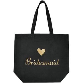 ELEGANTPARK Bride Gifts Bride Tote Bag Wedding Favors Bachelorette Party Bridal Shower Gifts for Bride Canvas Tote Bag Black with Gold Glitter