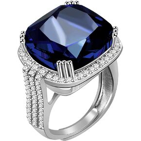 Uloveido Platinum Plated Big Princess Square Orange Stone Cocktail Ring for Women and Men with Cubic Zirconia Size 6 7 8 9 10 RA219