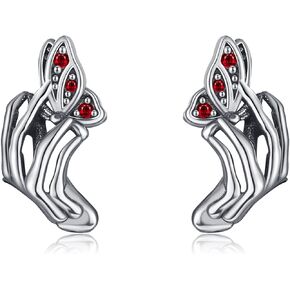 Skull Earrings Sterling Silver Skeleton Hand Butterfly Stud Earrings Gothic Skull Jewelry Gifts for Women Girls