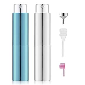 LISAPACK 8ML Atomizer Perfume Spray Bottle for Travel (2 Pack), Empty Cologne Dispenser, Portable Sprayer (Glossy Black&Gold)