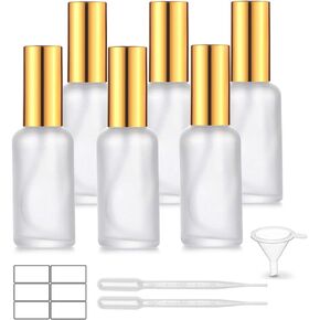 12 Pack 1.7 Oz Frosted Glass Spray Bottles with Fine Mist Atomizer &Golden Pump Cap,Empty Travel Size Perfume Liquid Containers for Essential Oils-Stickers,Pipette&Funnel included (Pack of 12)