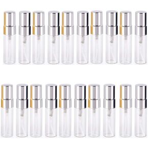 Atomizer Glass bottle Spray Bottle, 3ml Refillable Fragrance Perfume Mini Fine Mist Travel Small Empty Bottle Fragrance Clear Bottle With Aluminum Nozzle,20pcs (Black)