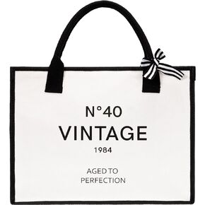 Crisky 40th Birthday Gifts for Women Canvas Tote Bag N40 Beach Bag for Wife/Sister/Mom/Aunt/Friends 40th Birthday Gifts,17" x 12" x 7"