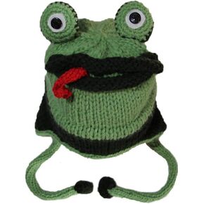 BIBITIME Frog Earmuffs Knitted Hat Funny Winter Warm Beanie Animal Handmade Cap