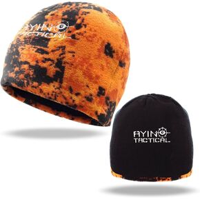 Hunting Beanie Hat, 2 in 1 Winter Knit Beanie for Men and Women, Reversable Black and Blaze Orange