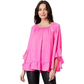 Flowy Ruffled Blouse with 3/4 Sleeve