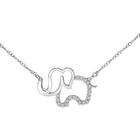 Diamond Elephant Necklace for Women in 925 Sterling Silver 1/10ct (I-J, I3), 17 inch, by Keepsake
