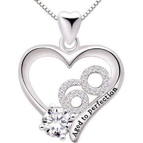 ALOV Jewelry Sterling Silver 60th Birthday Aged to Perfection Cubic Zirconia Pendant Necklace