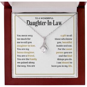 Gifts For Daughter in Law Necklace From Mother in Law For Christmas Birthday Gifts For Bonus Daughter on Wedding Day with Message Card and Gift Box