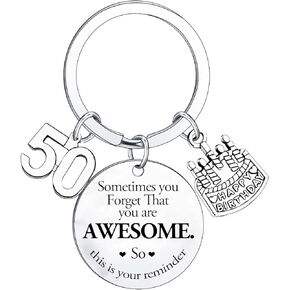 Awesome Keychain Birthday Gifts for Women Men Inspirational Gifts Birthday Keychain for Family Friend Coworker