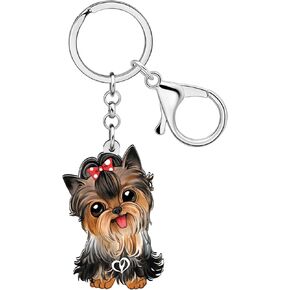 Acrylic Cute Yorkshire Terrier Dog Keychain Puppy Pets Jewelry Gifts for Women Girls Kids Dog Lovers Car Keys Ring