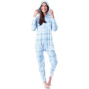 Disney Womens' Frozen Olaf Sweater Sleep Pajama Jumpsuit Union Suit