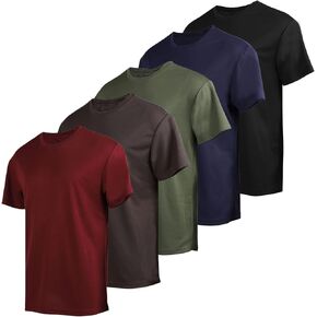 5 Pack Men’s Quick Dry T-Shirts Sport Short Sleeve Tennis Active Athletic Performance Running Summer Tops