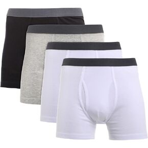 Mens Underwear Boxer Brief | Cotton Rich, Ultra Soft, Breathable | Fly Opening Design | 4/8-pack (Made in Egypt)